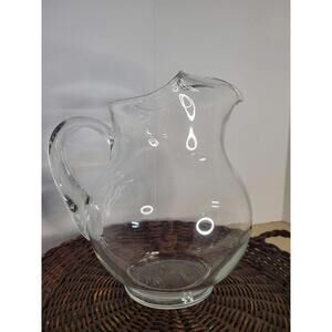Clear Glass Pitcher With Handle Pour Spout Contemporary Water Juice Jug Kitchen